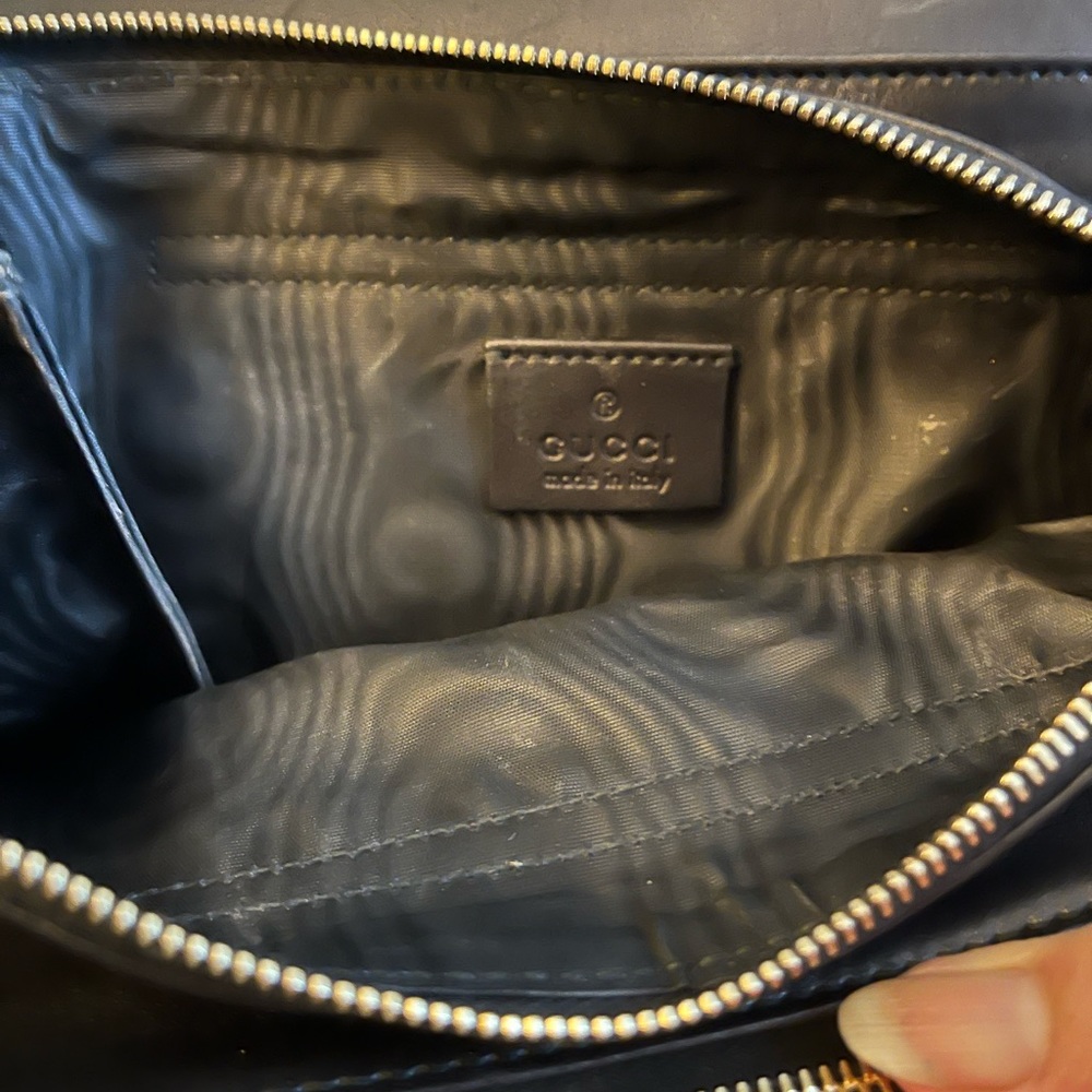 Gucci Broadway Piston Lock Chain Clutch Calf Hair Brown, Print